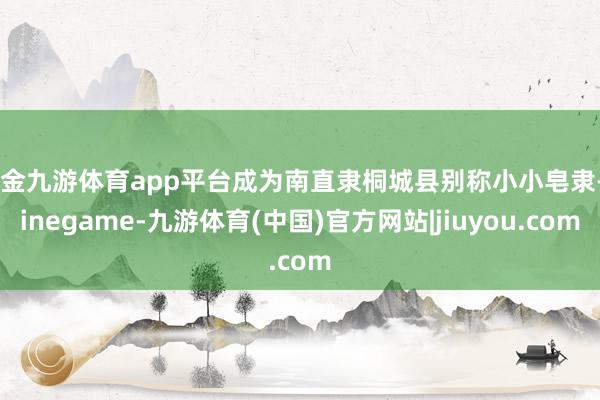 现金九游体育app平台成为南直隶桐城县别称小小皂隶-Ninegame-九游体育(中国)官方网站|jiuyou.com